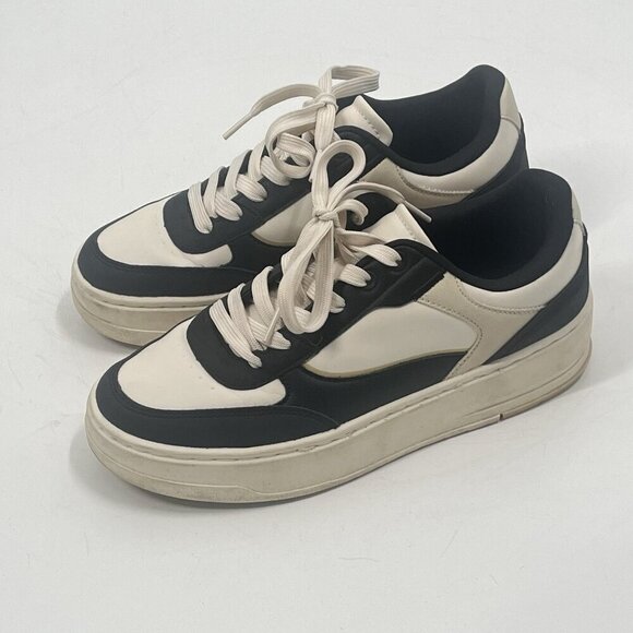 Zara Black White Platform Retro Sneakers Sz 39 Sz 8.5 - Picture 3 of 7